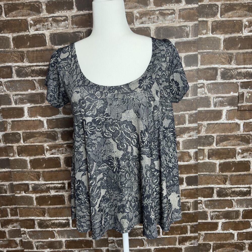 Loosey Goosey Couture Women's Tunic Top Large Retro Floral Print